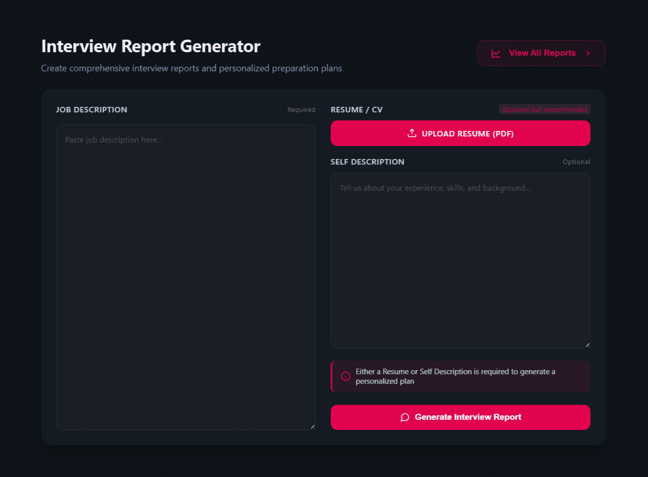 PrepAI — AI-Powered Interview Report Generator Preview
